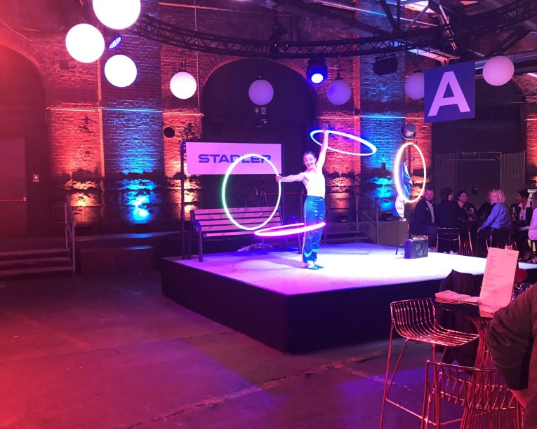 Messe Event Stadler mit LED Hula Hoop Show und Live-Entertainment von Freestyle Artists